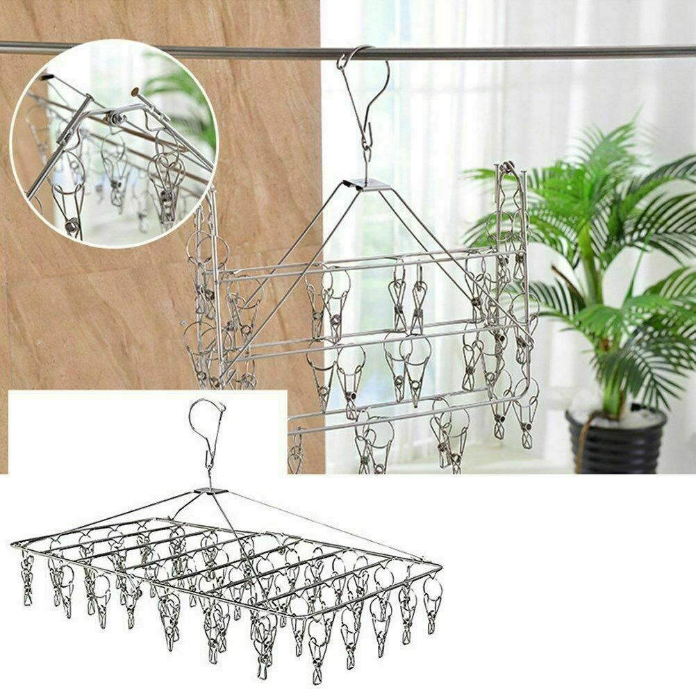 Stainless Steel Pegs Laundry Sock Underwear Clothes Airer Dryer Rack Hanger AU