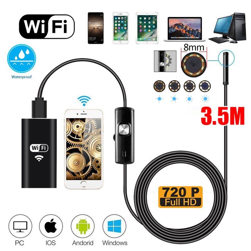 Details about   10M 8LED 1080P HD WiFi Endoscope Borescope Inspection Camera for iPhone Android 