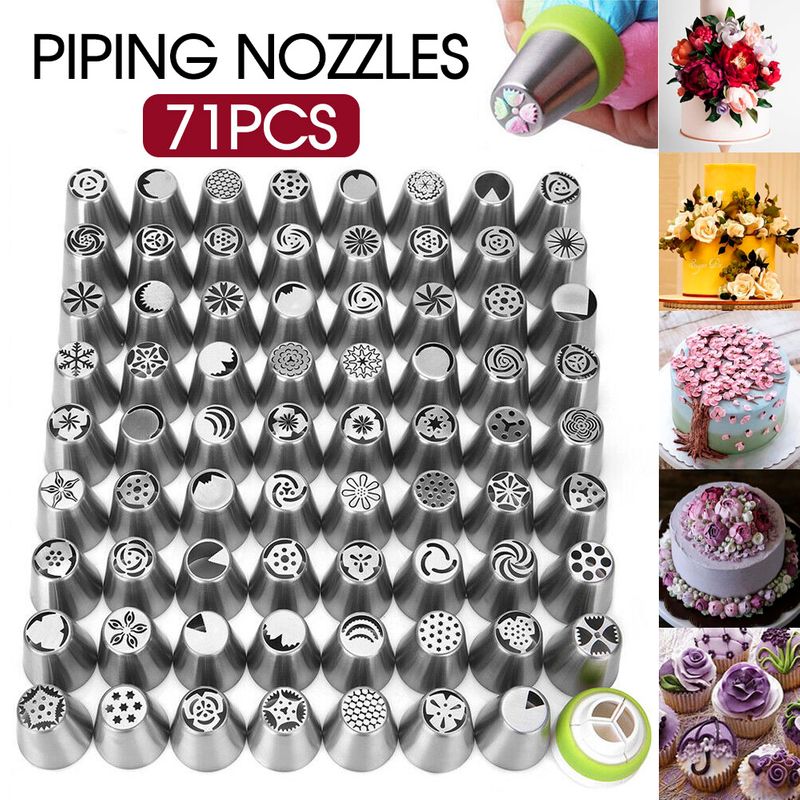 LANGING 7Pcs Flower Piping Nozzles Set Stainless Steel Modeling Tools for Baking Cupcakes Cookies 