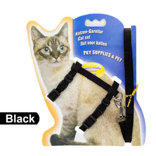 Hot Nylon Pet Cat Kitten Adjustable Harness Lead Leash Collar Belt Safety Shape 