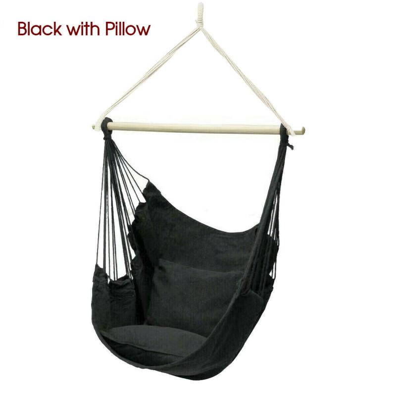 New Portable Hanging Hammock Chair Swing Garden Outdoor Camping Soft Cushions AU
