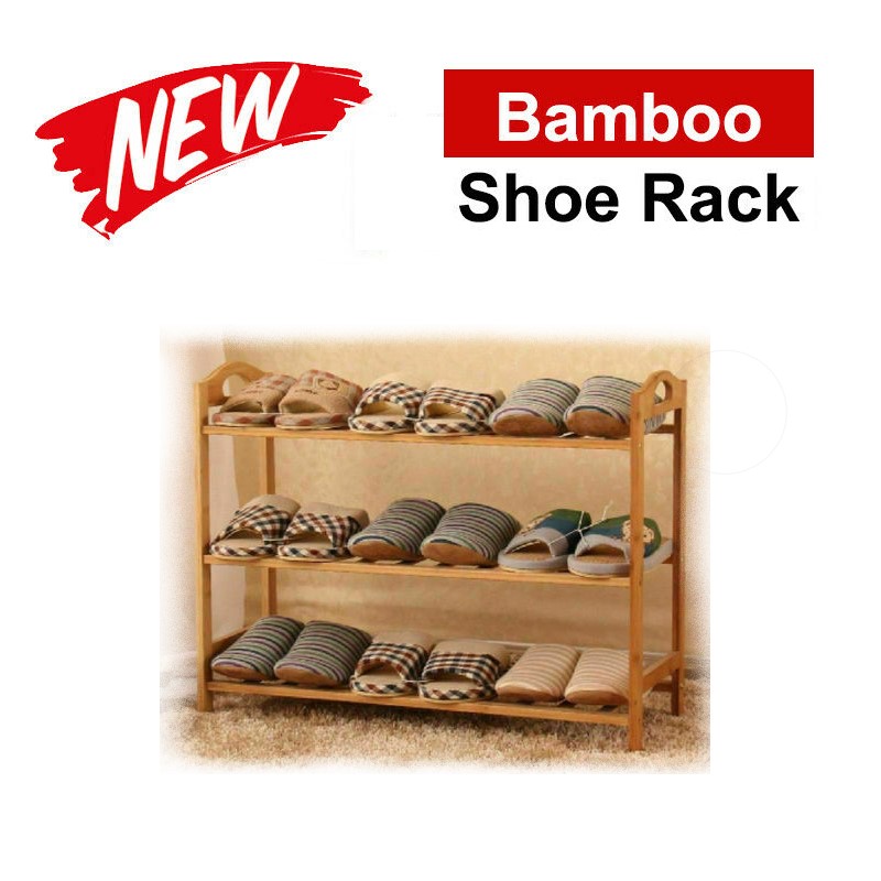 3 Tiers Layers Bamboo Shoe Rack Storage Organizer Wooden Shelf Stand Shelves