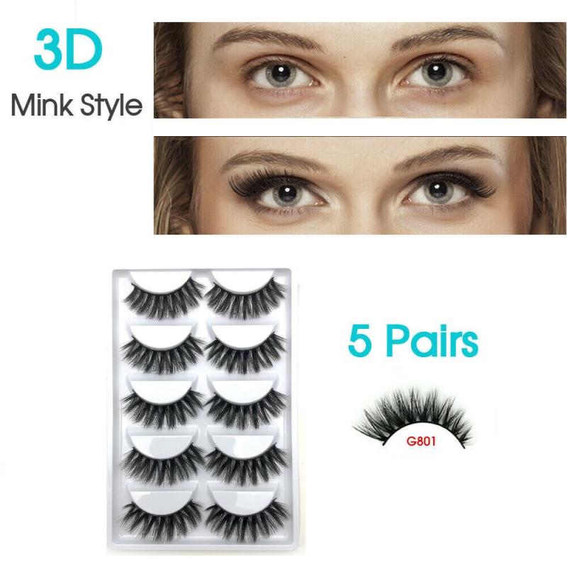 Free Shipping 3D 5 Pairs Mink Natural Thick False Fake Eyelashes Eye Lashes Makeup Extension