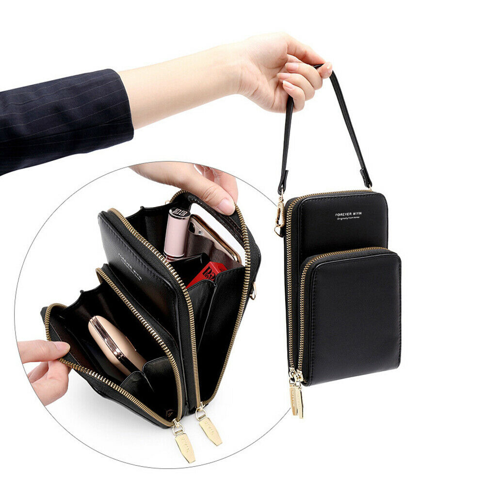 Women Touch Screen Crossbody Wristlet Handbag RFID Blocking Small Shoulder Phone Bag Wallet Purse 