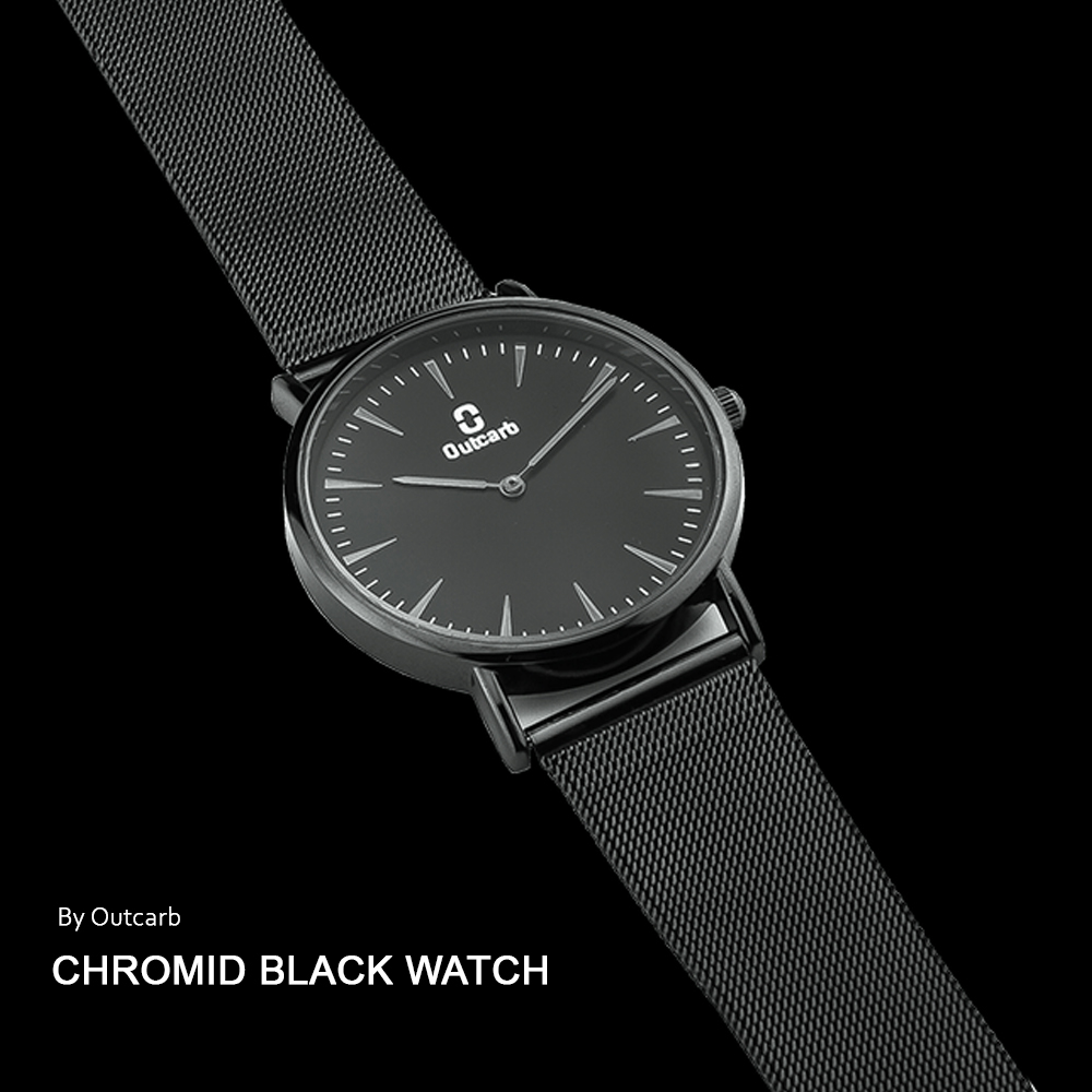 Outcarb Chromid Black Watch Ultra Thin Minimalist Waterproof