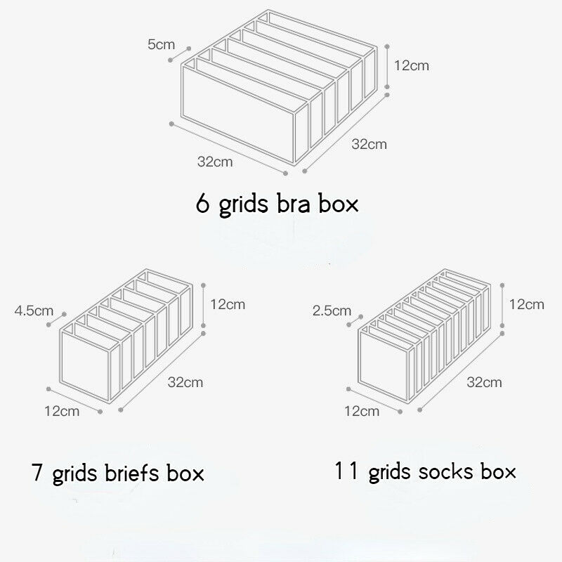 3x Foldable Drawer Organizer Divider Closet Storage Box For Underwear Bra  Sock ~