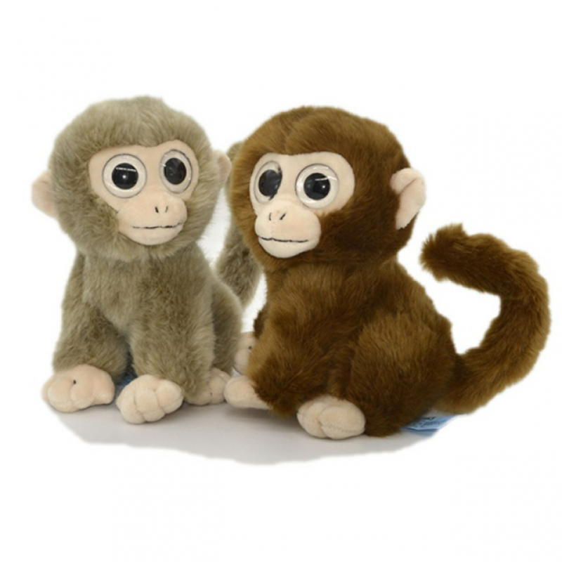Genuine monkey plush toy cute big eyes monkey doll golden monkey ragdoll  gift for children 2Pcs