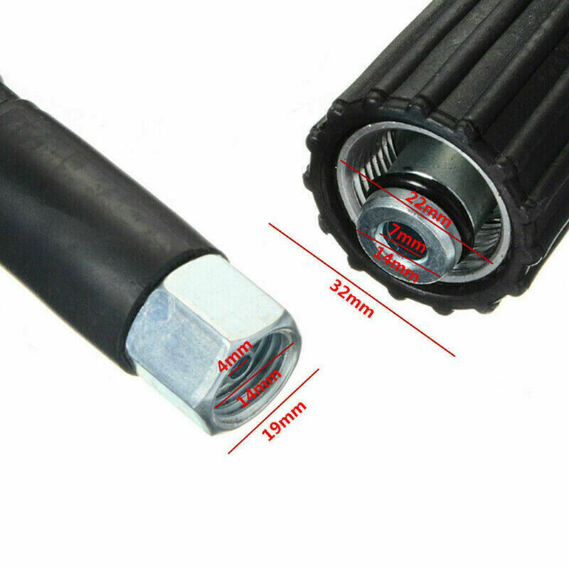 5800PSI 14mm High Pressure Power Washer Hose Jet Wash Lance M14XM22 Thread Kits 