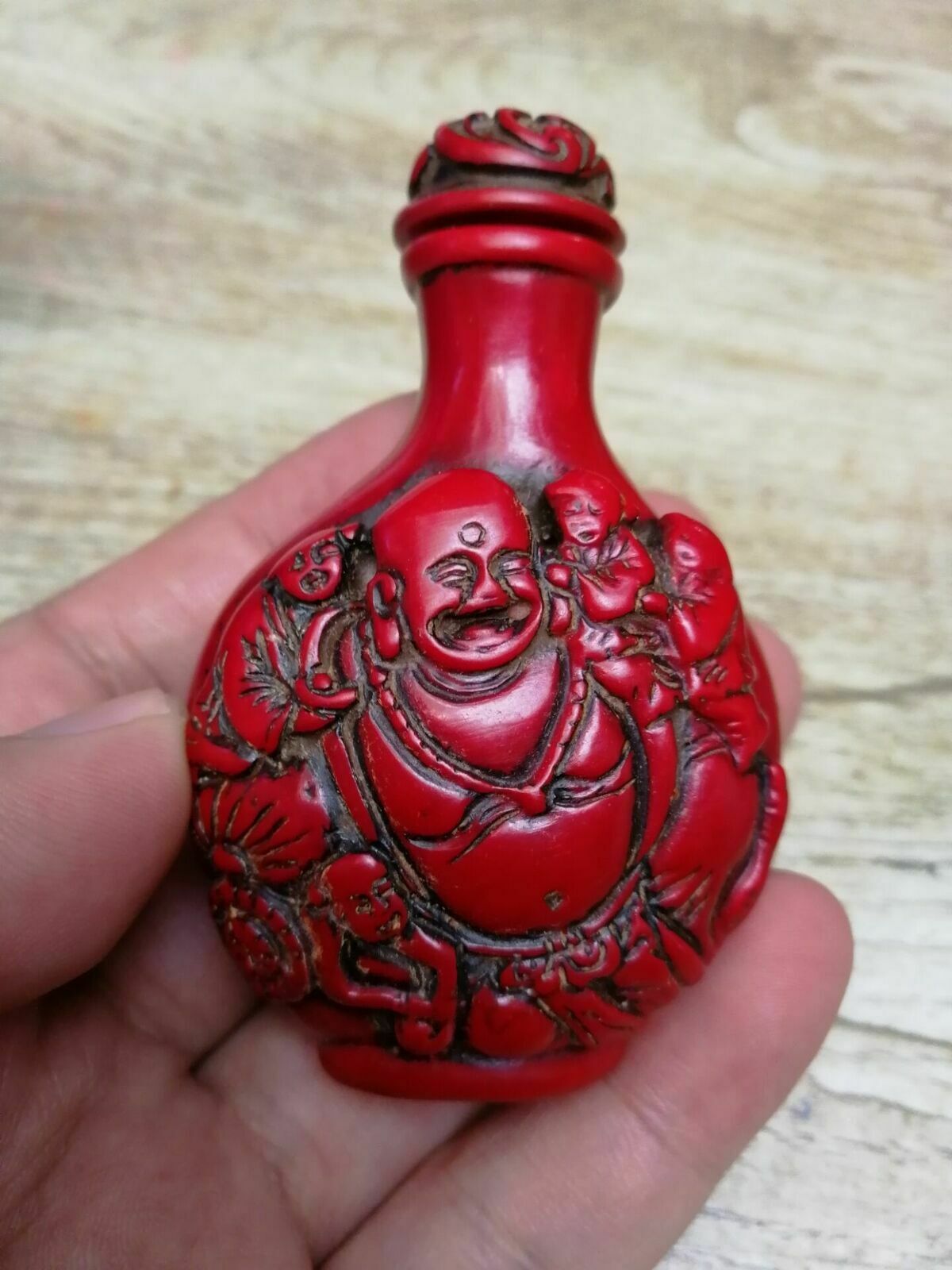 RARE CHINESE HANDWORK DRYED RED CORAL CARVING MONKEY Snuff BOTTLE 