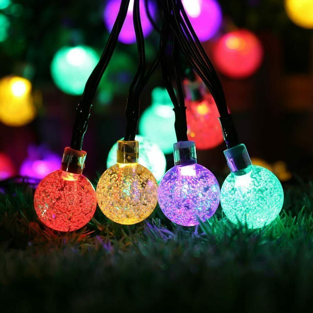 Yard Tree Decoration Patio 10M LED String Lights 80 Warm White Waterproof Battery Operated Fairy Light Crystal Ball Home Wedding Party Decoration ball Star Decorative Lights for Garden Christmas 