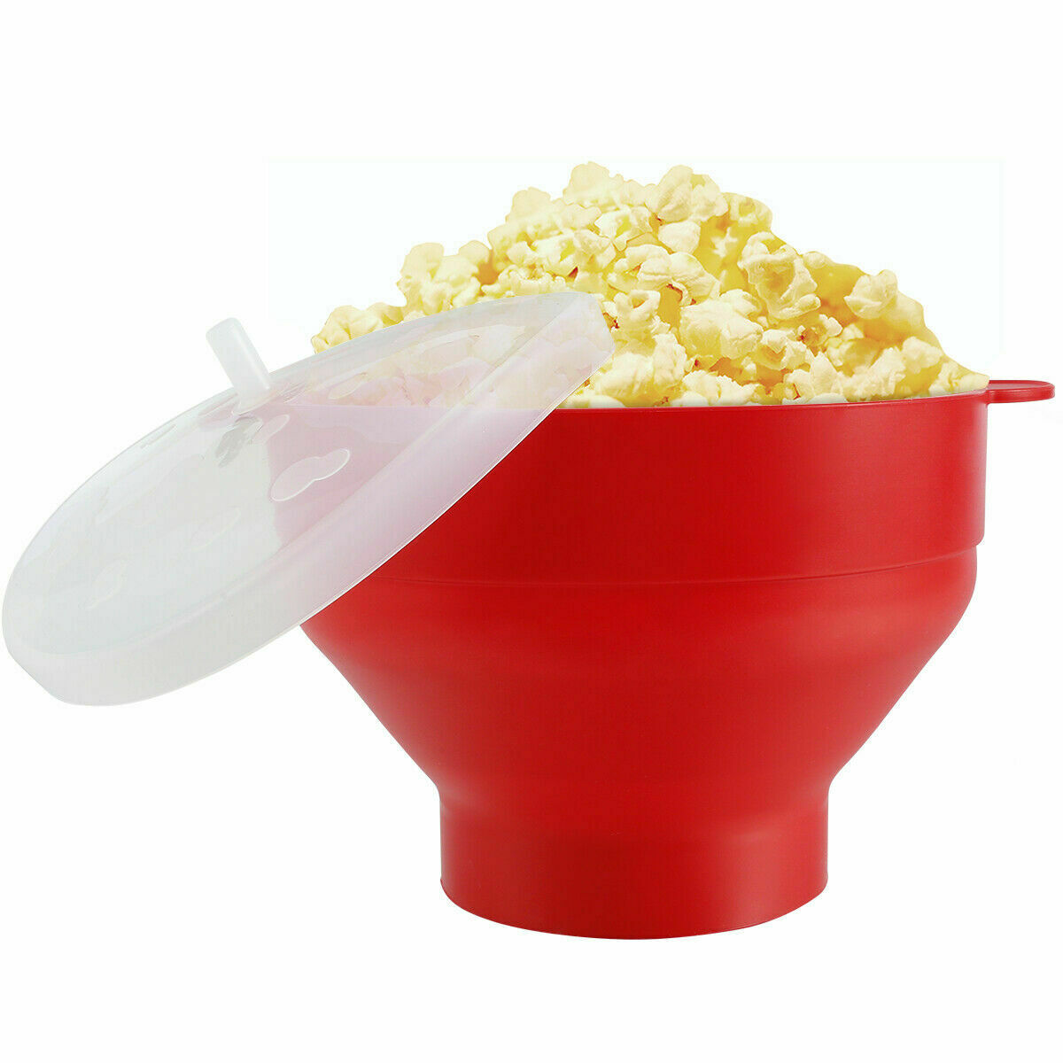 N/V Silicone popcorn bowl Microwave oven folded popcorn bucket Creative high temperature resistant large covered silicone bucket