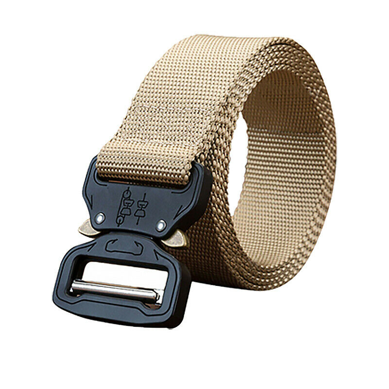 Free shipping  Mens Canvas Outdoor Tactical Belt Heavy Duty Army Waist Web Khaki