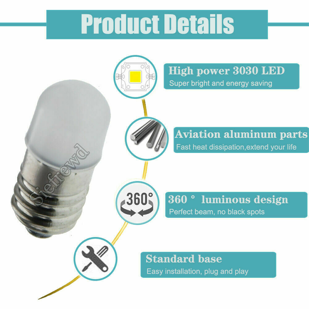 LED Screw Bulb E10 3,5-4,5 VOLT YELLOW NEW 