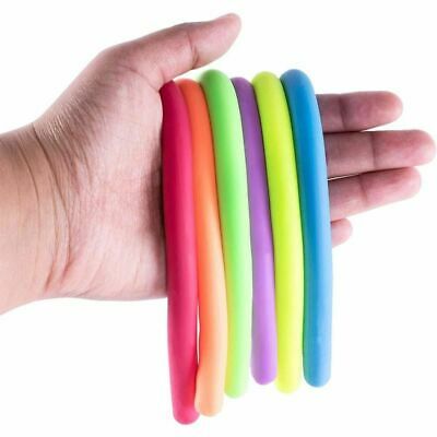 6x Stretchy Noodle String Neon Kids Childrens Fidget Sensory Stress Relief Toy 