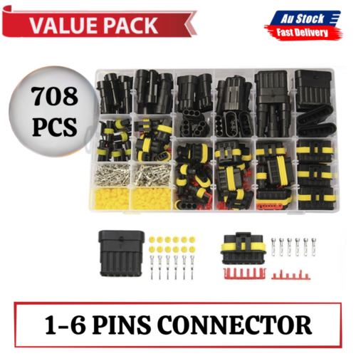 708Pcs Car Automotive Waterproof Electrical Wire Connector Plug 1-6 Pin Kit Set
