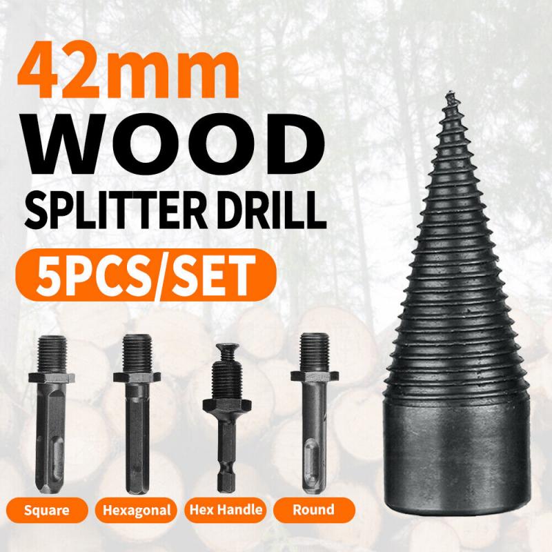 5x Speed Twist Drill Bit Wood Firewood Log Splitter Screw Splitting Cone Reamer