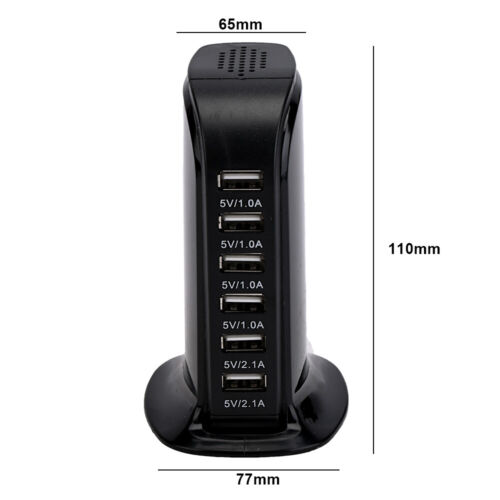 6 Port USB Charging Station Desktop Charger Rapid Tower Power Adapter ...