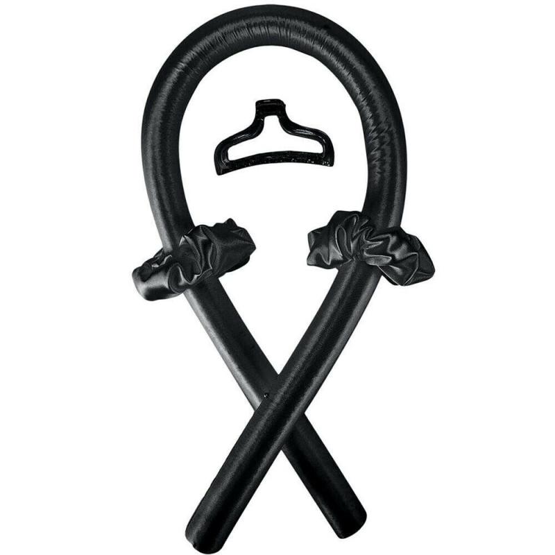 Free Shipping Heatless Curling Rod Headband Silk Curling Ribbon Hair Roller Lazy Curler Sets Black