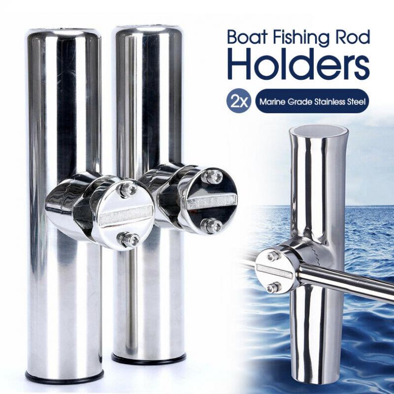 2x Marine Grade Stainless Steel Boat Fishing Rod Holders 7/8
