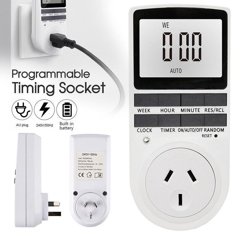 Electronic Digital Timer Switch 7 Day 12/24 Hour Programmable Timing Socket