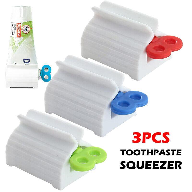 Free Shipping 3PCS Toothpaste Squeezer Bathroom Tube Dispenser Seat Easy Stand Rolling Holder