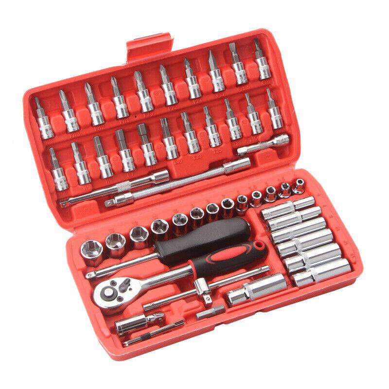53PCS Deep Socket Set Metric Wrench CRV 1/4