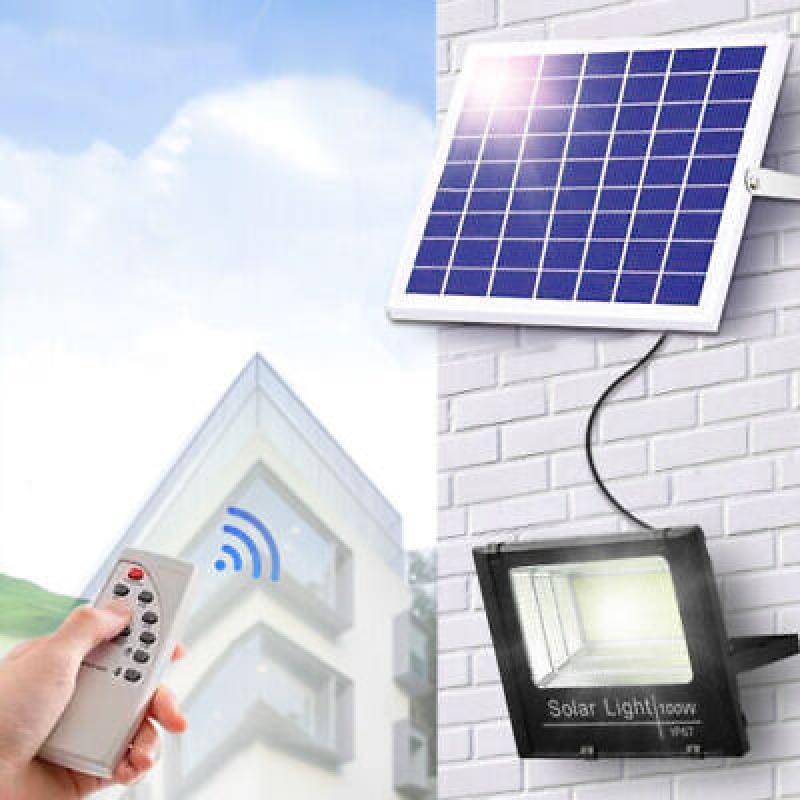 Au LED Solar Light Street Flood Sensor Remote Outdoor Garden Security Lamp NEW