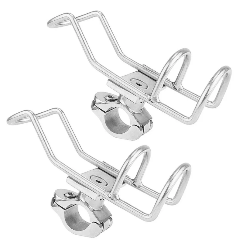 2x Stainless Steel Rod Holder Rail Mount Wire Fishing Boat Marine Grade 