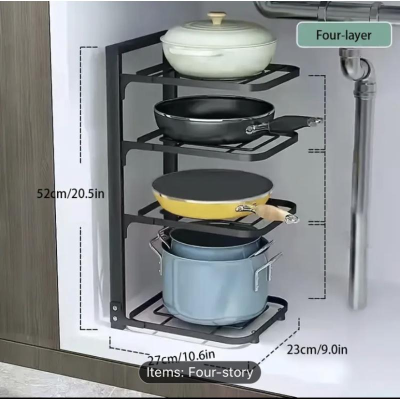 Pot rack for pot storage kitchen stainless steel shelf rack under sink multi-layer home cabinet laye
