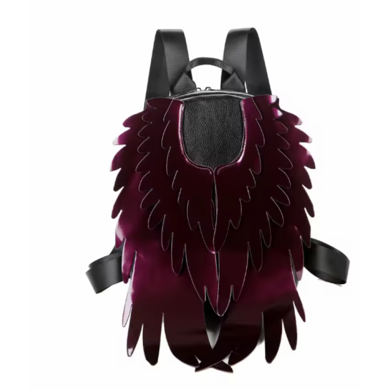 Purple Laser Wing Backpack – Trendy Travel Patch Bag for Women
