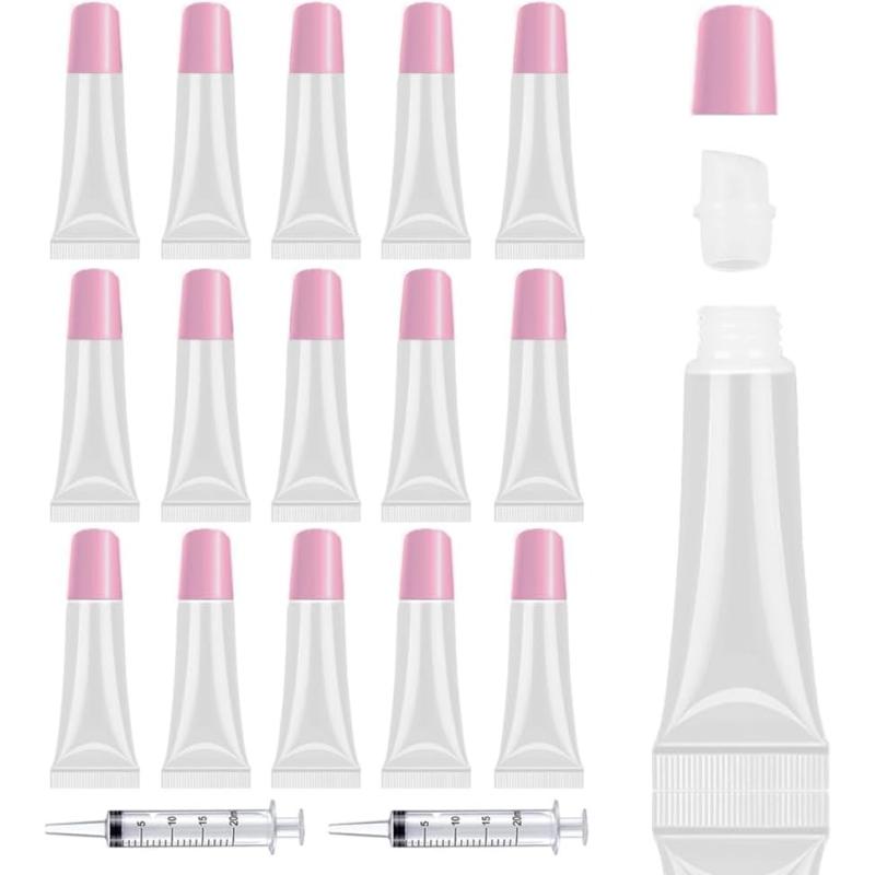 Pink 50PCS Lip Gloss Tubes 10ml Pink Cap Lip Gloss Containers Empty Lip Balm Tubes