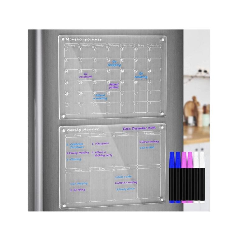 Acrylic Magnetic Monthly and Weekly Calendar for Fridge