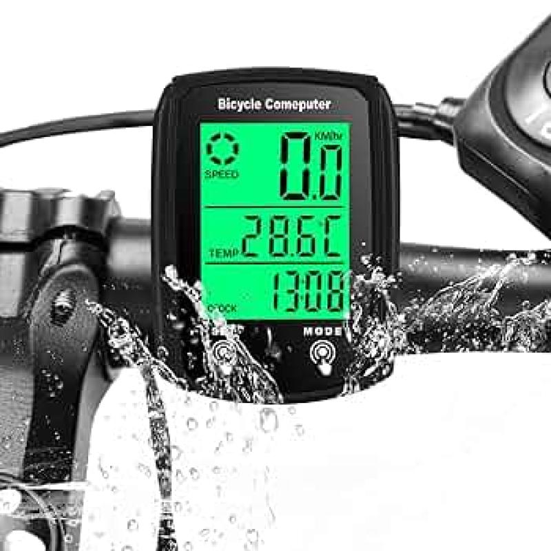 Black Wired Bike Tracker- 19 Features, Touch Speed and Distance Monitor