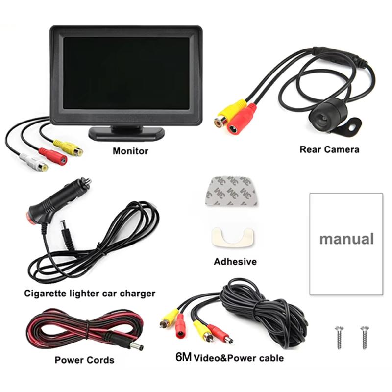 X60 4.3 Inch Car Reverse Monitor Rear View Camera Backup Camera Kit Car Monitor Display Parking Syst