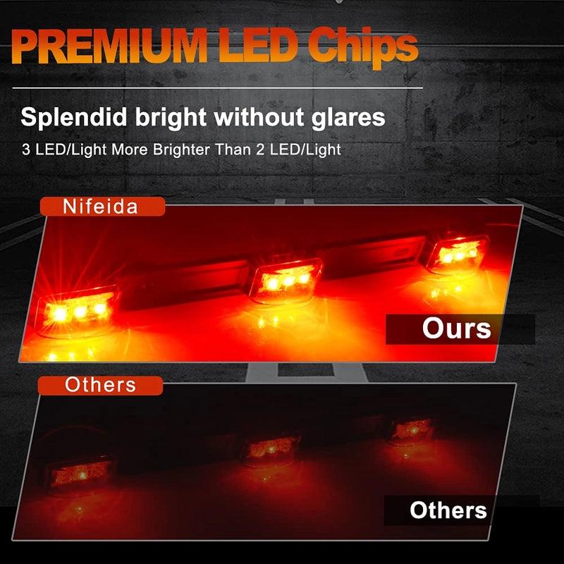Red Clearance ID BAR Marker Light 3 Light 9 LED Trailer Sealed Stainless Steel, Sealed 3-Light Truck