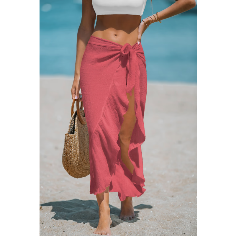 Free shipping Fuchsia Coral Bloom Pink Sarong Cover-Up
