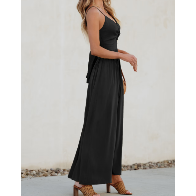 Free shipping Size: S Black Front Twist & Keyhole Maxi Dress