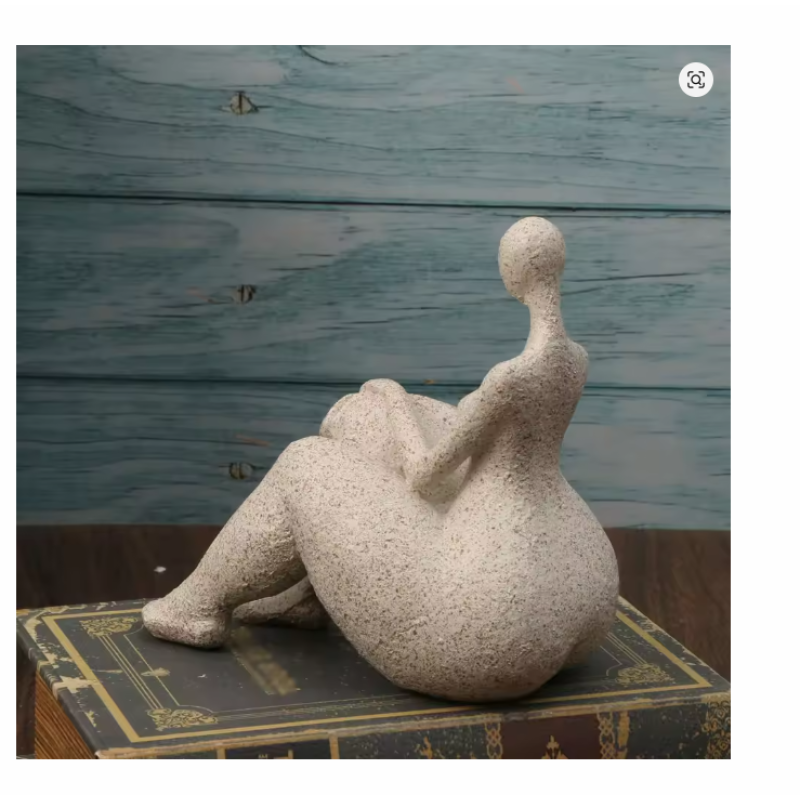 1pc, Sandstone Resin Chubby Woman Statue Handmade Sandstone Abstract Art Home