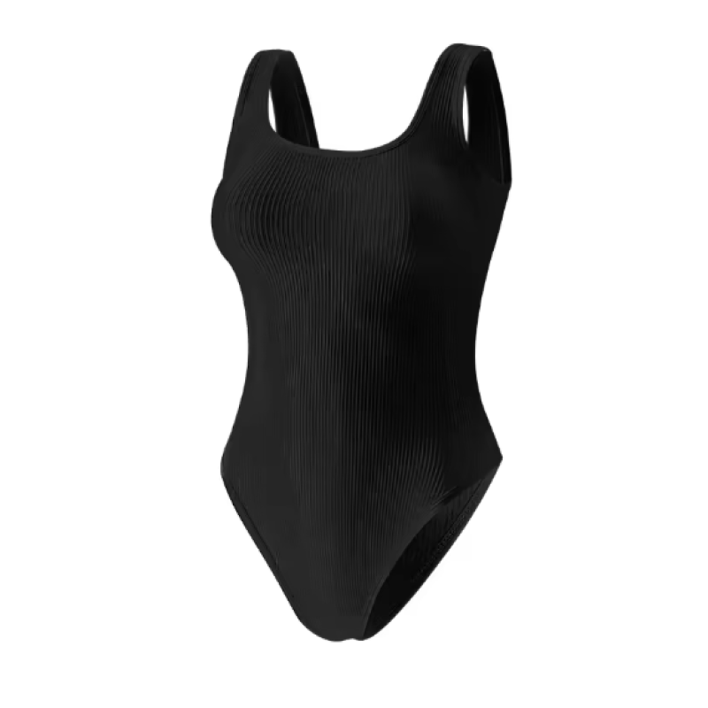 Size: L Black Sleeveless Knit Bodysuit Hot Summer Sexy Bodycon Off Shoulder Halt