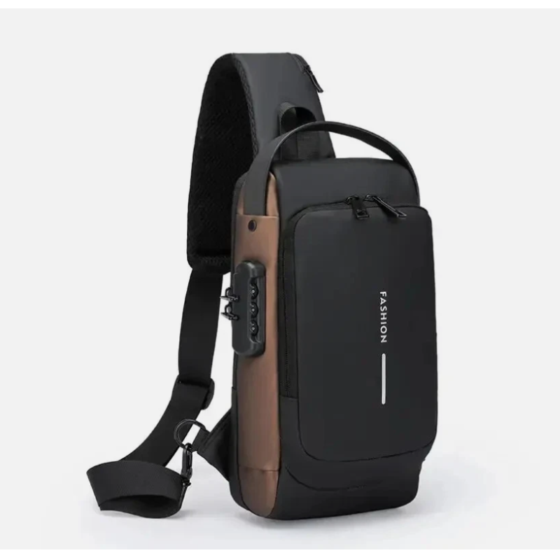 Black and brown New Brand Designer Men Crossbody Bag PU Leather Classic