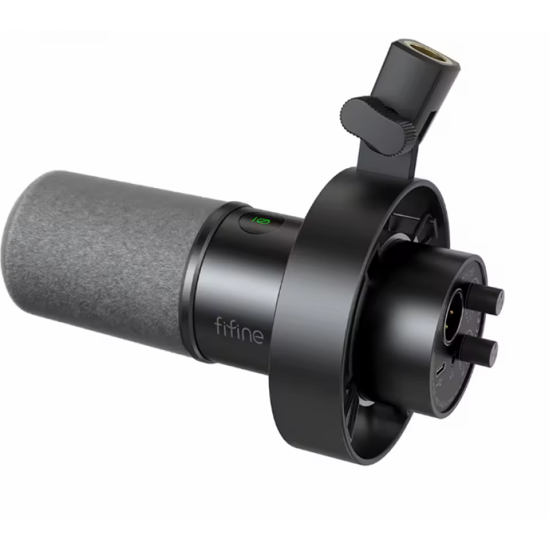 Black USB/XLR Dynamic Microphone with Shock Mount,Touch-mute,Headphone
