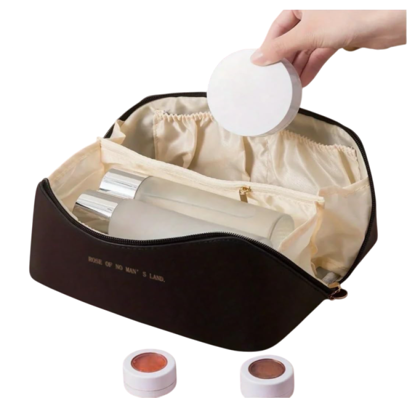 Black Makeup Organizer Bag Luxury Toiletry Cosmetic Storage Case Travel Pouch