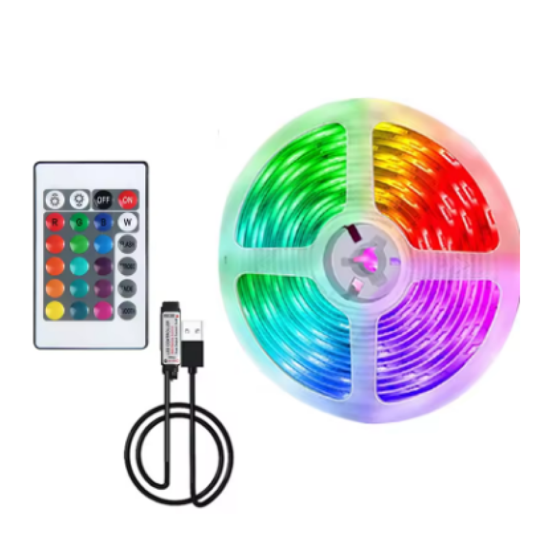 5V RGB LED Strip Light with Remote Emitting Color:24K-IR  Length:1m 