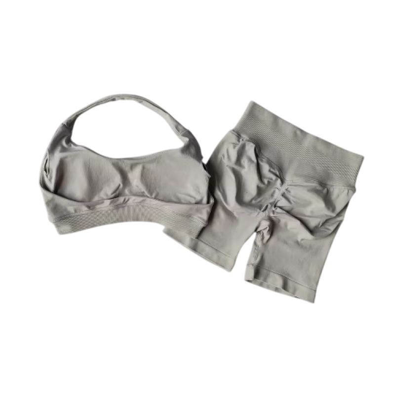 Ivory M 2-Pcs Women’s Yoga Suit Seamless Sports Bra & Shorts Gym Workout Set