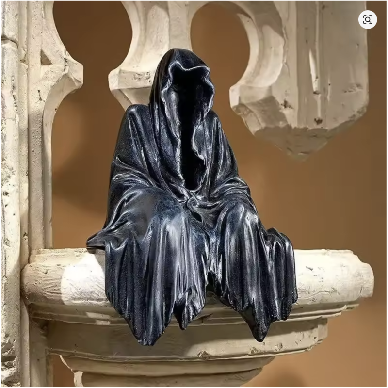 Black Mysterious Master Gothic Resin Ornament Night Walker Sitting Desktop Decor