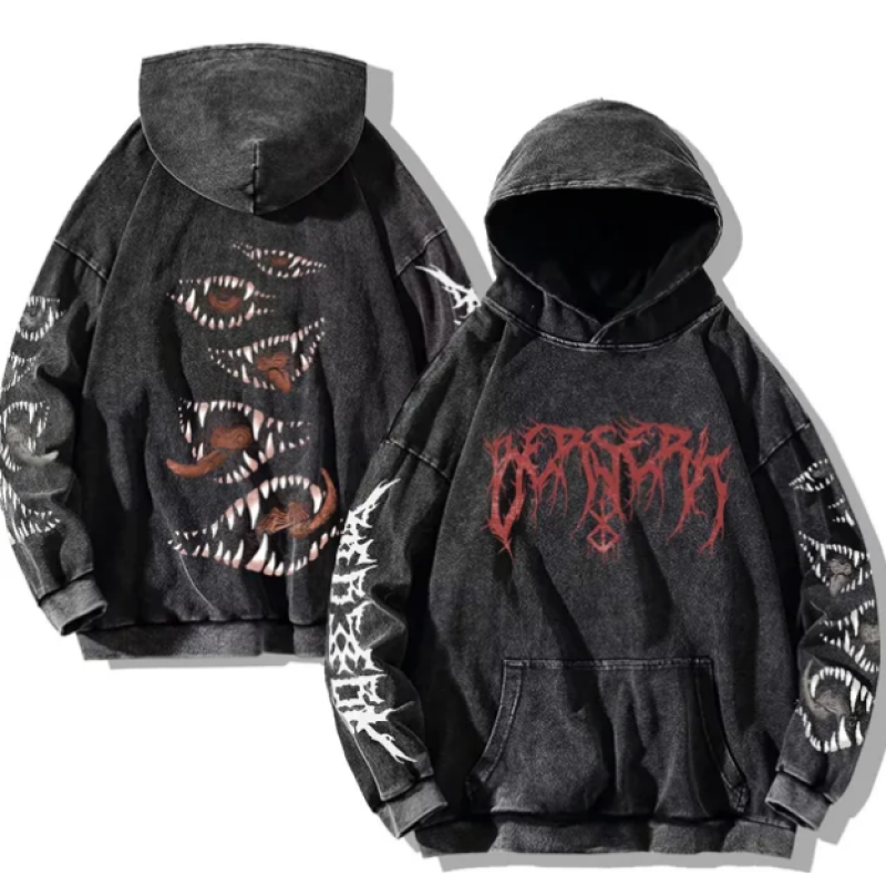 Color:Black1 Size:S  Gothic Vintage Printed Hoodie Unisex Oversized Y2K