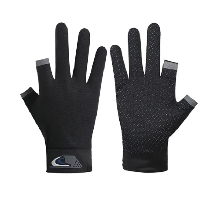 Color:Black  Size:One Size   1 Pair Anti-Slip Fishing Gloves