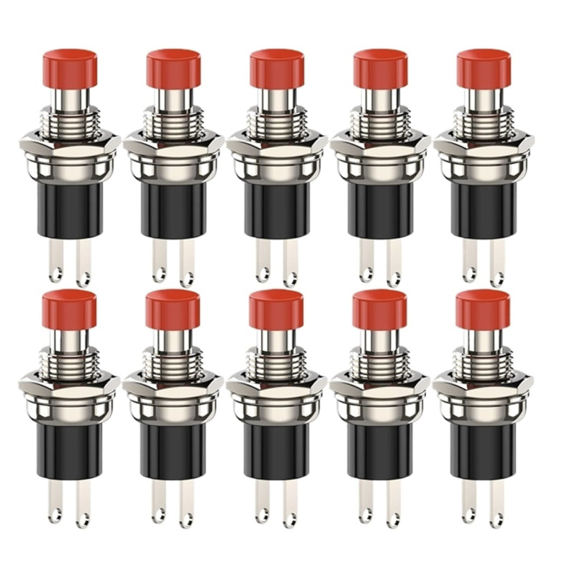 Red 10pcs Momentary Push Button Switch 3A 220VAC SPST Mini NO Reset