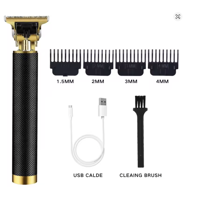 Black Electric Hair Clipper Professional USB Cordless Beard Trimmer Kit