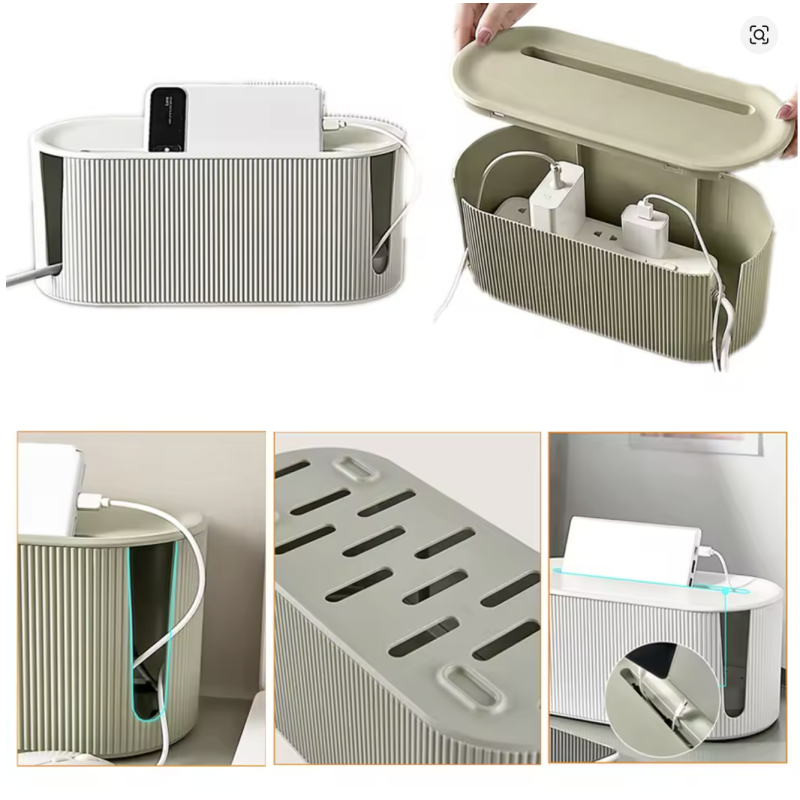 White Nordic Plug Board Storage Box Cable Wire Organizer WiFi Router Holder